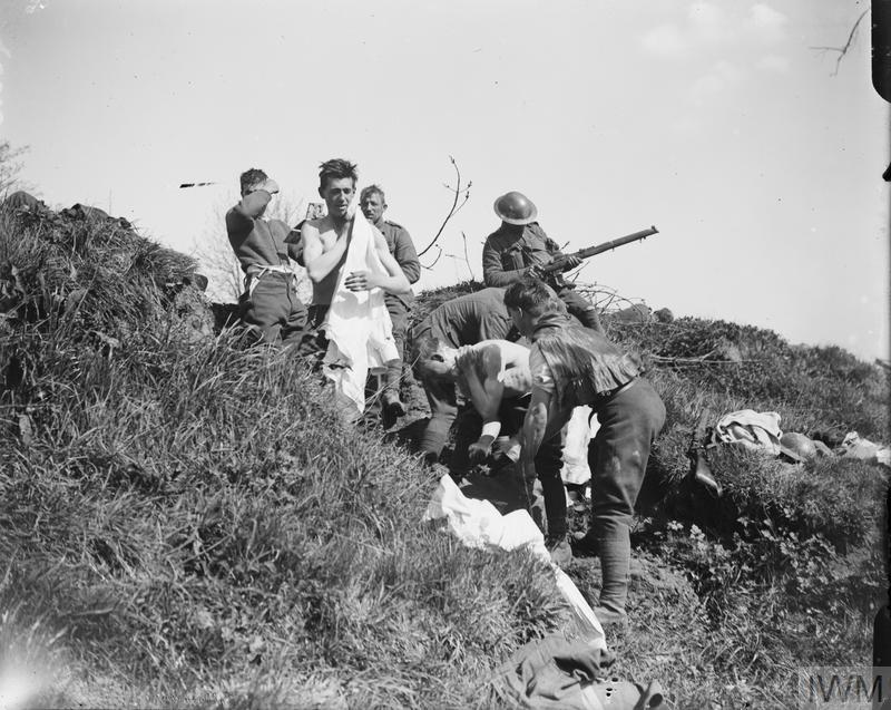IWM (Q 6510) Troops washing at Robecq, 12 April 1918