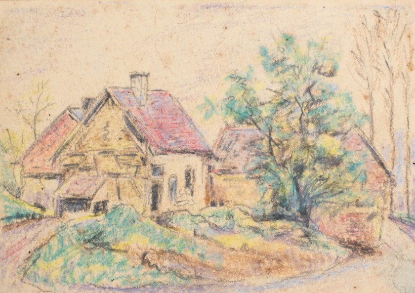 Lincoln Lee, Unidentified Farm, crayon, 1918