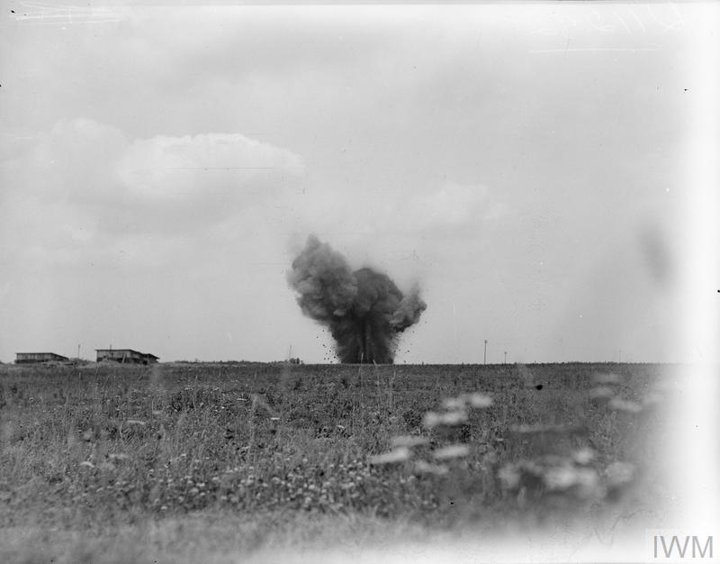 IWM (Q 11252) German shell-burst, near Grevillers on NZ Division front, 25 Aug 1918