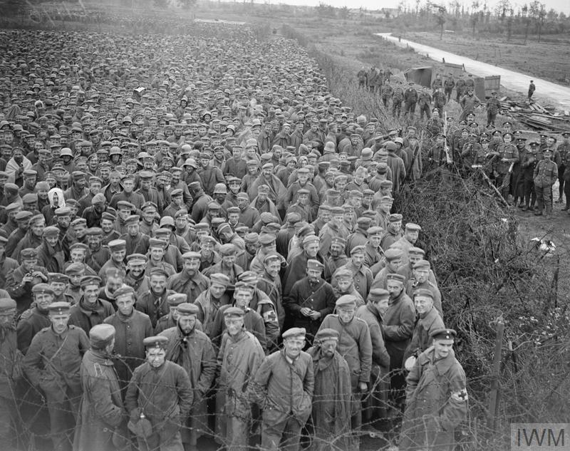 IWM (Q 9343) Prisoners captured in Battle of Canal du Nord, near Bapaume, 28 Sep 1918